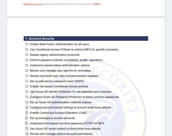 Microsoft 365 Security Checklist Microsoft 365 Security Checklist