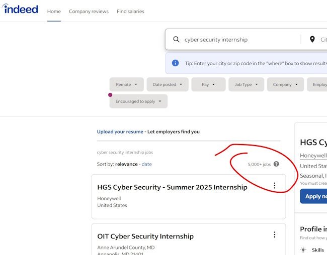 Indeed cybersecurity internships